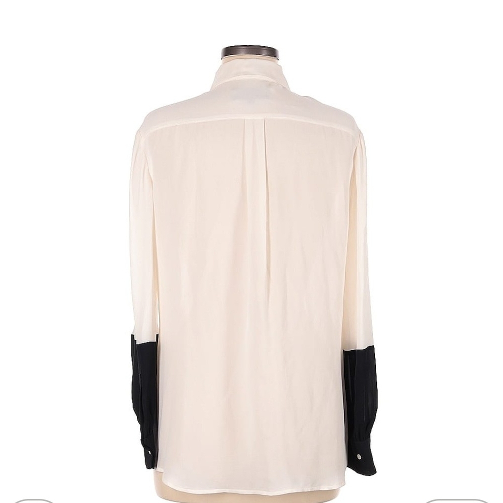 Nili Lotan Cream and Black Button Down Shirt - Picture 2 of 6